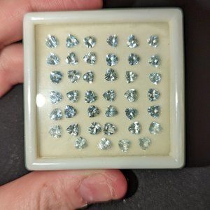 Large set of Aquamarine in Trilliant cuts loose gemstones